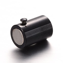 Черный Цвет Металла 304 магнитные застежки из нержавеющей стали, колонка, металлический черный , 17x7 мм, отверстие : 5 мм