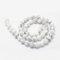 Howlite Chapelets de perles howlite naturelles , étoiles coupées perles rondes, facette, 8~8.5mm, Trou: 1mm, Environ 48~50 pcs/chapelet, 14.9~15.1 pouce (38~38.5 cm)