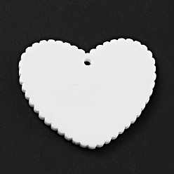 Dentelle Vieille Pendentifs acryliques imprimés, coeur avec motif de fleurs, vieille dentelle, 26x31.5x2mm, Trou: 1.5mm