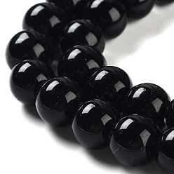 Black Glass Pearl Beads Strands, Pearlized, Round, Black, 10mm, Hole: 1mm, about 80pcs/strand, 30.71 inch(78cm)