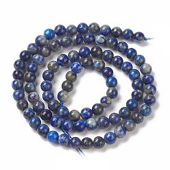 Lapis Lazuli Natural Lapis Lazuli Round Beads Strands, 4mm, Hole: 0.8mm, about 89pcs/strand, 15.5 inch