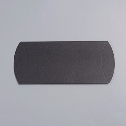 Noir Boîte de bonbons d'oreiller en papier kraft, pour les faveurs de mariage fournitures de fête d'anniversaire de douche de bébé, avec fenêtre transparente, noir, 16x7.8x2.5 cm, déplier: 18.5x7.8x0.15 cm