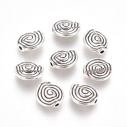 Antique Silver Tibetan Style Alloy Beads, Lead Free, Cadmium Free and Nickel Free, Flat Round, Antique Silver, 11.5x4mm, Hole: 1.5mm