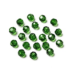 Зеленый Имитация Австрийские кристаллические шарики, класс AAA, граненый (32 граней), круглые, зелёные, 6 мм, отверстие : 0.7~0.9 мм