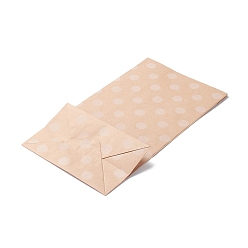 BurlyWood Rectangle Kraft Paper Bags, None Handles, Gift Bags, Polka Dot Pattern, BurlyWood, 13x8x24cm