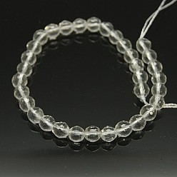 Quartz Crystal Quartz Crystal Beads Strands, Rock Crystal Beads, Faceted, Round, Clear, 6mm, Hole: 1mm