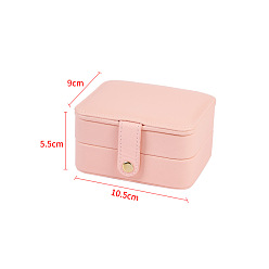 Pink Rectangle PU Imitation Leather Jewelry Storage Boxes, Jewellery Organizer Travel Case, for Necklace, Ring Earring Holder, Pink, 9x10.5x5.5cm