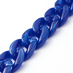 Royal Blue Handmade Acrylic Curb Chains, Imitation Gemstone, for Handbag Chain Making, Royal Blue, Link: 23x16.5x5mm, 39.37 inch(1m)/strand