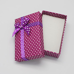 Purple Cardboard Necklace Boxes with Bowknot and Sponge Inside, for Necklaces and Pendants, Rectangle, Purple, 80x50x25mm