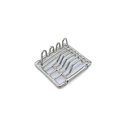 Platinum Mini Alloy Dish Drying Rack, for Dollhouse Accessories Pretending Prop Decorations, Platinum, 38x35x17mm