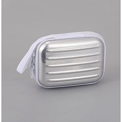 Silver Tinplate Zipper Bag, Portable Coin Purse, for Business Card, Draw-bar box Shape, Silver, 70x100mm