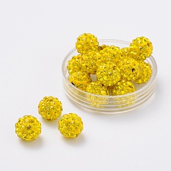 Citrine Polymer Clay Rhinestone Beads, Grade A, Round, PP15, Citrine, 10mm, Hole: 1.8~2mm, 6 Rows Rhinestone, PP15(2.1~2.2mm)