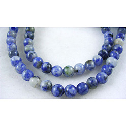 Cornflower Blue Gemstone Beads, Natural Blue Spot Jasper, Round, Cornflower Blue, 4mm, Hole: 0.8mm, about 87pcs/strand, 15 inch