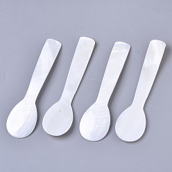 Seashell Color Natural Freshwater Shell Spoons, Mother of Pearl Caviar Spoons, Seashell Color, 91x23x3mm