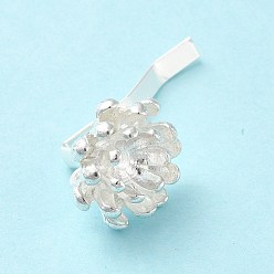Silver Alloy Hair Findings, Pony Hook, Ponytail Decoration Accessories, with Tary, Flower, Silver, 38x18x17mm, Tray: 2.5mm