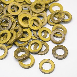 Dark Goldenrod Dyed Wood Jewelry Findings Coconut Linking Rings, Dark Goldenrod, 20~23x2~5mm
