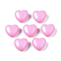 Pearl Pink Opaque Acrylic Beads, Heart, Pearl Pink, 10x11x6mm, Hole: 2mm, about 1267pcs/500g
