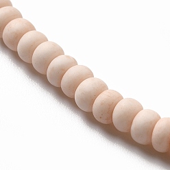 Light Salmon Handmade Frosted Porcelain Beads, Flat Round, Light Salmon, 4x3mm, Hole: 0.8mm, about 134pcs/strand, 15.55 inch(39.5cm)