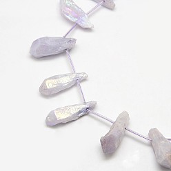 Chardon Pierres précieuses electroplate perles de cristal de quartz naturel brins, nuggets, chardon, 18~35x6~14x6~12mm, Trou: 1mm, Environ 22 pcs/chapelet, 15.74 pouce