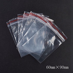 Red Plastic Zip Lock Bags, Resealable Packaging Bags, Top Seal, Self Seal Bag, Rectangle, Red, 9x6cm, Unilateral Thickness: 1.8 Mil(0.045mm), 100pcs/bag