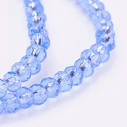 Bleu Bleuet Chapelets de perles en verre transparentes  , facette, rondelle, bleuet, 3x2mm, Trou: 0.5mm, Environ 160~165 pcs/chapelet, 15.35 pouces ~ 15.75 pouces (39~40 cm)