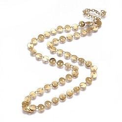Золотой 304 из нержавеющей стали ссылка цепи ожерелья, с карабин-лобстерами , плоско-круглые, золотые, 15.7 дюйм (40 см)