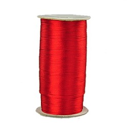 Red Eco-Friendly 100% Polyester Thread, Rattail Satin Cord, for Chinese Knotting, Beading, Jewelry Making, Red, 2mm, about 250yards/roll(228.6m/roll), 750 feet/roll