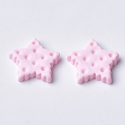 Pink Resin Cabochons, Star Biscuit, Pink, 20~21x21~22x4mm