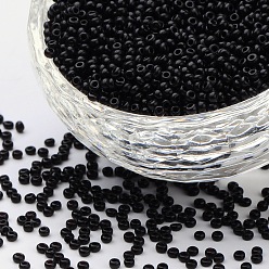 Black 12/0 Grade A Round Glass Seed Beads, Baking Paint, Black, 12/0, 2x1.5mm, Hole: 0.7mm, about 30000pcs/bag