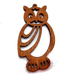 Owl Hollow Wood Big Pendants, for Jewelry Making, Owl, 51~70x2~3mm