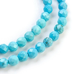 Howlite Natural Magnesite Beads Strands, Dyed & Heated, Faceted, Round, 4mm, Hole: 1mm, about 90~93pcs/strand, 15.55 inch