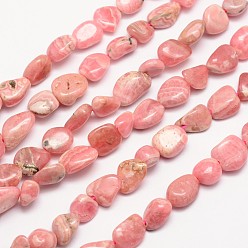 Rhodochrosite Natural Argentina Rhodochrosite Bead Strands, Tumbled Stone, Nuggets, 3~14x3~14mm, Hole: 1mm, about 15.35 inch