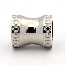 Stainless Steel Color Stainless Steel Beads, Large Hole Column Beads, Stainless Steel Color, 12x10mm, Hole: 6mm