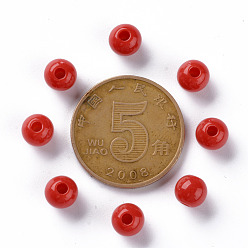 Brique Rouge Perles acryliques opaques, ronde, firebrick, 6x5mm, Trou: 1.8mm, environ4400 pcs / 500 g