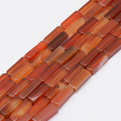Carnelian Natural Carnelian Beads Strands, Cuboid, Dyed, 13x5x5mm, Hole: 1mm, about 29pcs/Strand, 15.3 inch(39cm)