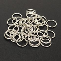 Серебро Латунь круглые кольца, паяные кольца, Замкнутые кольца для прыжков, без кадмия и без свинца, серебряный цвет гальваническим, 18 датчик, 10x1 мм, внутренний диаметр: 8 мм, отверстие : 8 мм