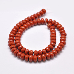 Red Natural Red Jasper Beads Strands, Rondelle, Grade A, Red, 8x5mm, Hole: 1mm, about 75pcs/strand, 15.1 inch