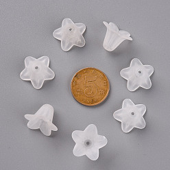 Blanc Perles acryliques transparentes, givré, fleur, blanc, 17.5x12mm, trou: 1.5 mm, environ 770 pcs / 500 g