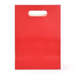 Red Rectangle Paper Bags, Flip Over Paper Bag, with Handle and Plastic Window, Red, 30x21.5x13cm