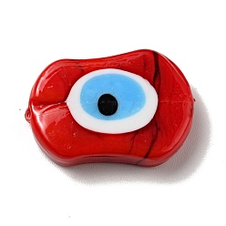 Красный Ручной зло бусины глаз, овальные, красные, 18x25x5 мм, отверстие : 1.6 мм