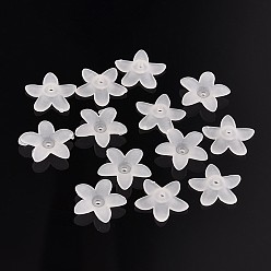 White Frosted Acrylic Flower Beads, White, 17x16.5x4mm, Hole: 1.5mm, about 1440pcs/500g