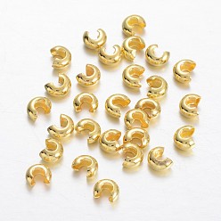 Golden Brass Crimp Beads Covers, Golden, 5mm In Diameter, Hole: 3mm