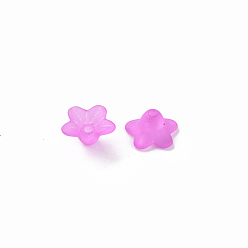 Dark Orchid Transparent Acrylic Beads, Flower, Frosted, Dark Orchid, 12x7mm, Hole: 1mm, about 4600pcs/500g