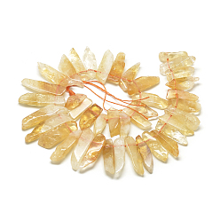 Citrine Natural Citrine Beads Strands, Top Drilled Beads, Rectangle, 20~65x7~15x6~10mm, Hole: 2mm, about 30~40pcs/strand, 15.75 inch(40cm)