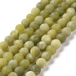 TaiWan Jade Round Frosted Natural TaiWan Jade Bead Strands, 6mm, Hole: 1mm, about 62pcs/strand, 15.5 inch