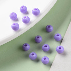 Lilas Perles acryliques opaques, ronde, lilas, 6x5mm, Trou: 1.8mm, environ4400 pcs / 500 g