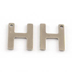 Letter H 201 Stainless Steel Letter Charms, Letter.H, 11x5.5~12x0.5mm, Hole: 1mm