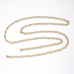 Golden Ion Plating(IP) 304 Stainless Steel Rolo Chains, Belcher Chain, Unwelded, Golden, 5x0.8mm