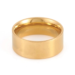Золотой 201 кольца плоские плоские из нержавеющей стали, широкая полоса кольца, золотые, размер США 7 (17.3 мм), 8 мм