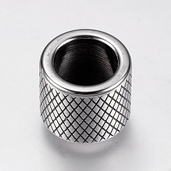 Antique Silver 304 Stainless Steel Beads, Column, Antique Silver, 12x10mm, Hole: 8mm